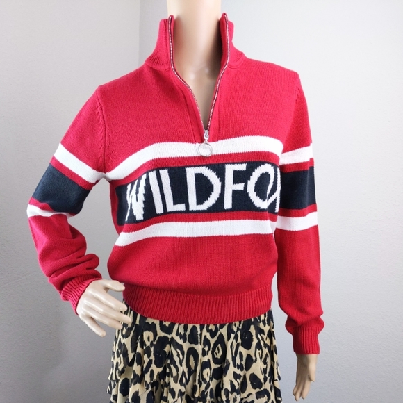 Wildfox Sweaters - WILDFOX bold graphic print half zip pullover sweater